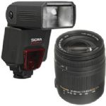 Sigma DC Macro OS HSM Lens and EF610 Flash DG ST Kit for Canon