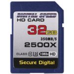 Digital Speed 2500X 32GB Professional High Speed Mach III 350MB/s Error Free (SDHC) HD Memory Card Class 10