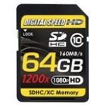 Digital Speed 1200X 64GB Professional High Speed Mach III 160MB/s Error Free (SDHC) HD Memory Card Class 10